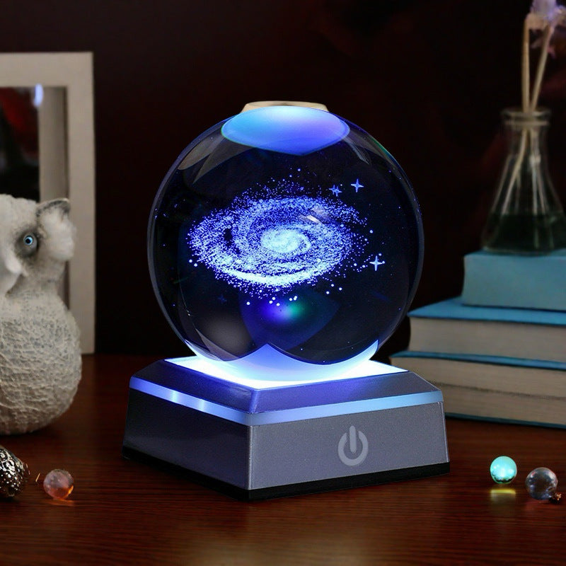 Luminous 3d Inner Carving Creative Desktop Crystal Ball Night Light